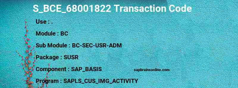 SAP S_BCE_68001822 transaction code