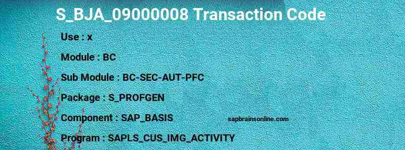 SAP S_BJA_09000008 transaction code