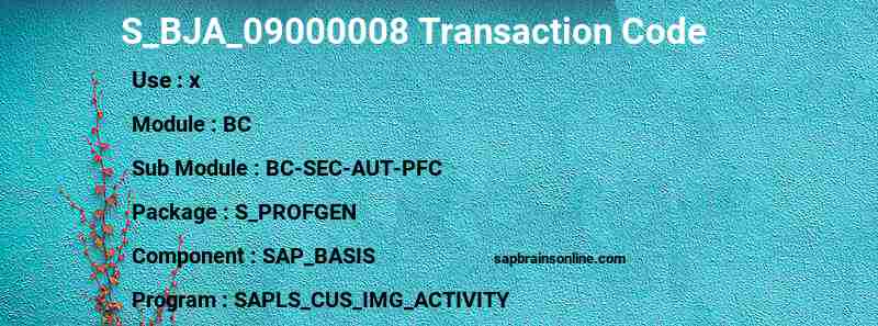 SAP S_BJA_09000008 transaction code