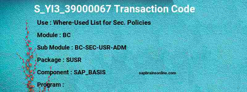 SAP S_YI3_39000067 transaction code