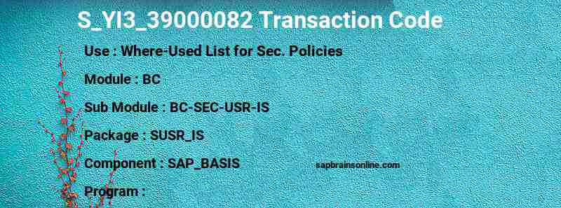 SAP S_YI3_39000082 transaction code