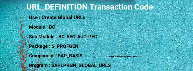 SAP URL_DEFINITION transaction code