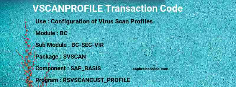 SAP VSCANPROFILE transaction code