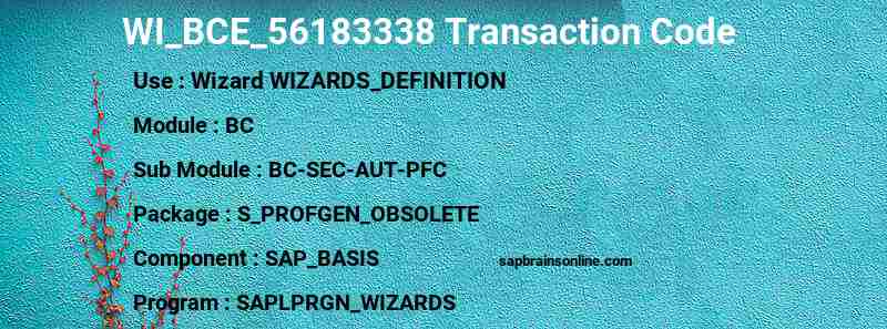 SAP WI_BCE_56183338 transaction code