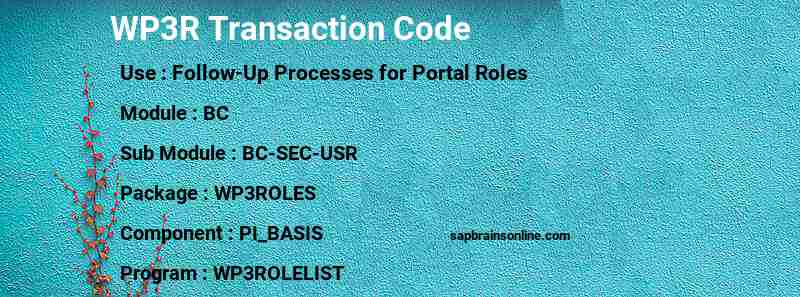 SAP WP3R transaction code