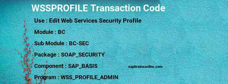 SAP WSSPROFILE transaction code