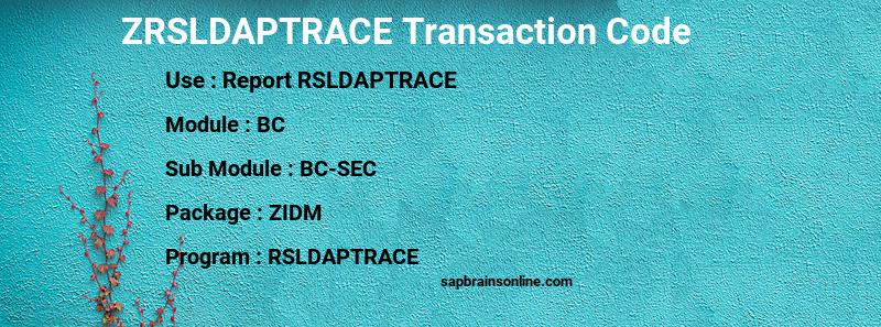 SAP ZRSLDAPTRACE transaction code