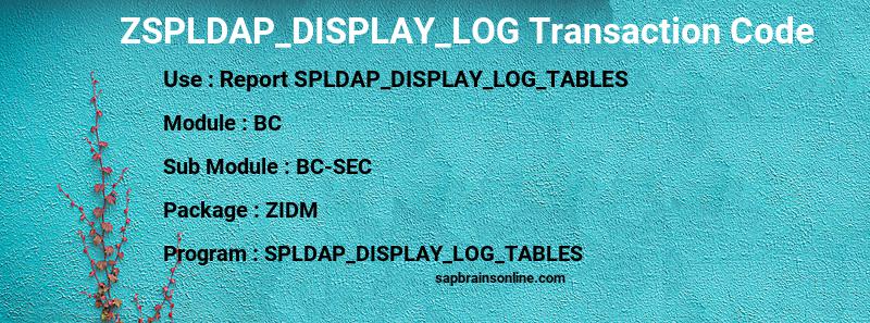 SAP ZSPLDAP_DISPLAY_LOG transaction code