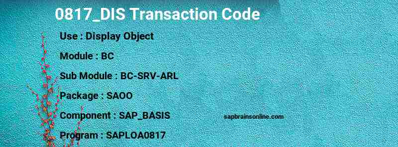 SAP 0817_DIS transaction code