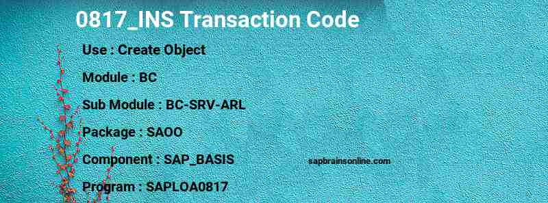 SAP 0817_INS transaction code