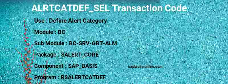 SAP ALRTCATDEF_SEL transaction code