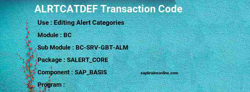 SAP ALRTCATDEF transaction code