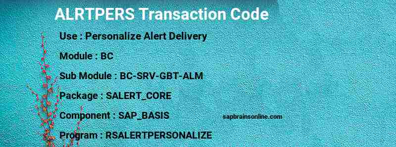 SAP ALRTPERS transaction code