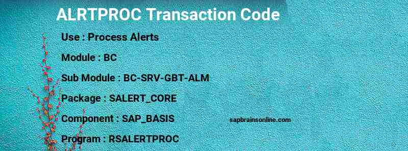 SAP ALRTPROC transaction code