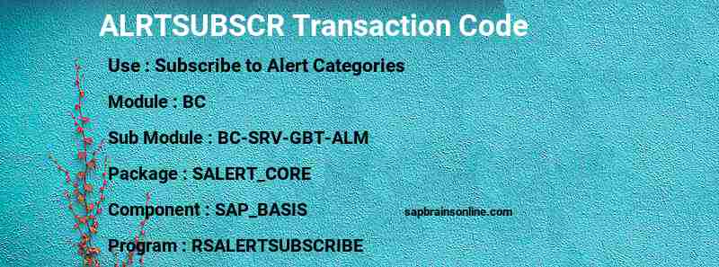 SAP ALRTSUBSCR transaction code