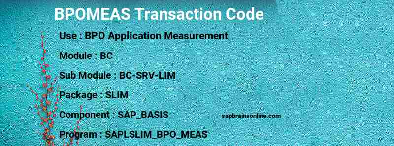 SAP BPOMEAS transaction code