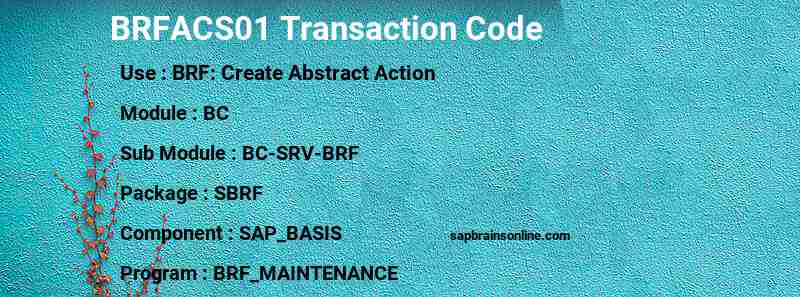 SAP BRFACS01 transaction code