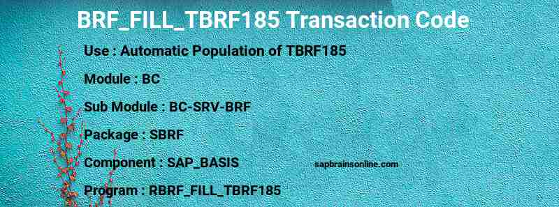 SAP BRF_FILL_TBRF185 transaction code