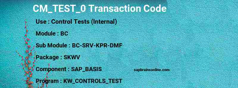 SAP CM_TEST_0 transaction code