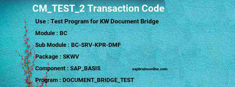 SAP CM_TEST_2 transaction code