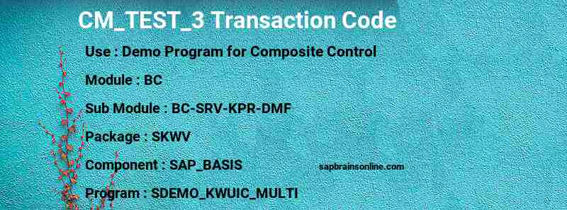SAP CM_TEST_3 transaction code