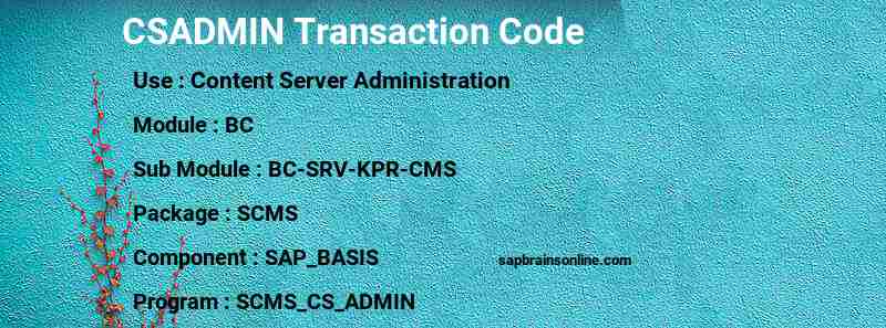 SAP CSADMIN transaction code