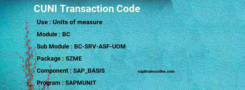 SAP CUNI transaction code