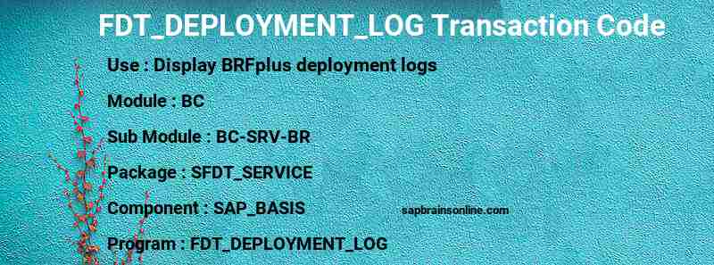 SAP FDT_DEPLOYMENT_LOG transaction code