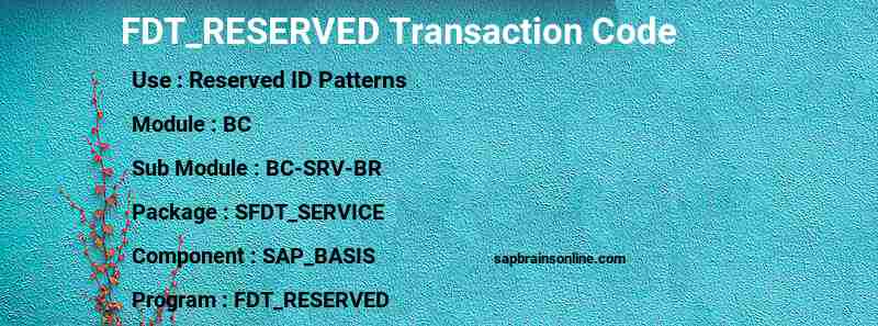 SAP FDT_RESERVED transaction code