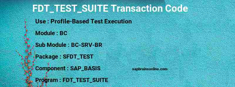 SAP FDT_TEST_SUITE transaction code