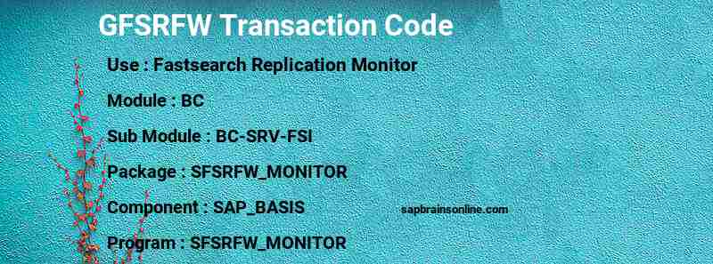 SAP GFSRFW transaction code