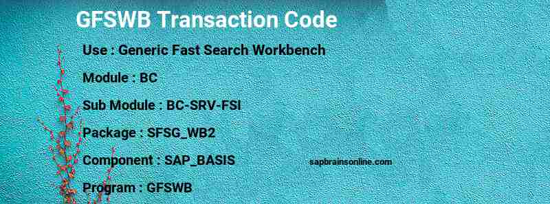 SAP GFSWB transaction code