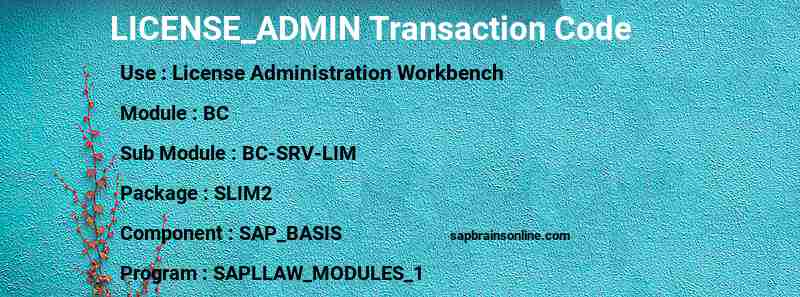 SAP LICENSE_ADMIN transaction code