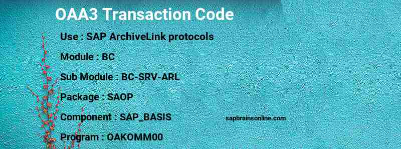 SAP OAA3 transaction code