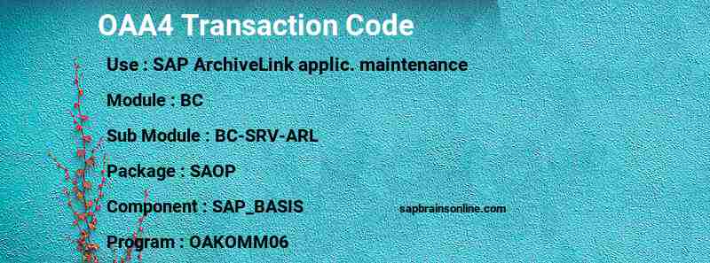 SAP OAA4 transaction code