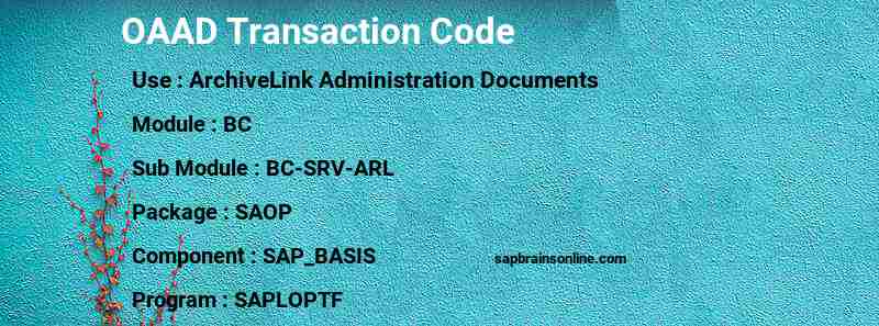 SAP OAAD transaction code