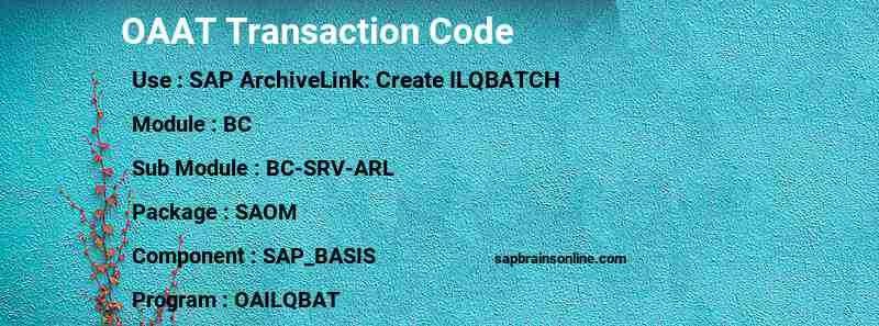 SAP OAAT transaction code
