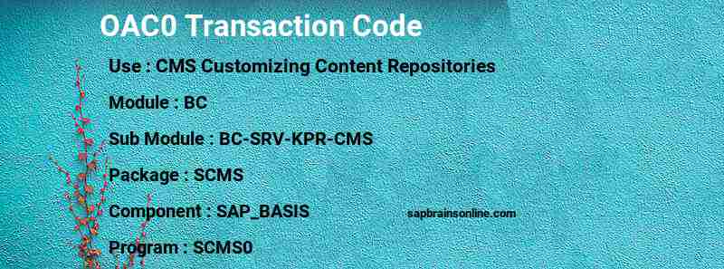 SAP OAC0 transaction code