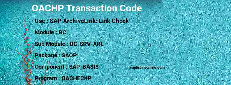 SAP OACHP transaction code
