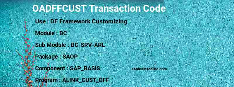 SAP OADFFCUST transaction code