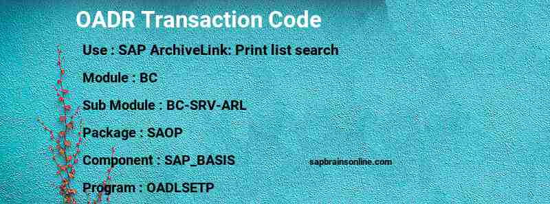 SAP OADR transaction code