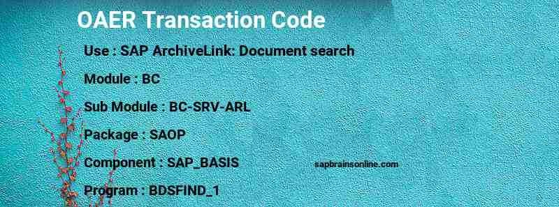 SAP OAER transaction code