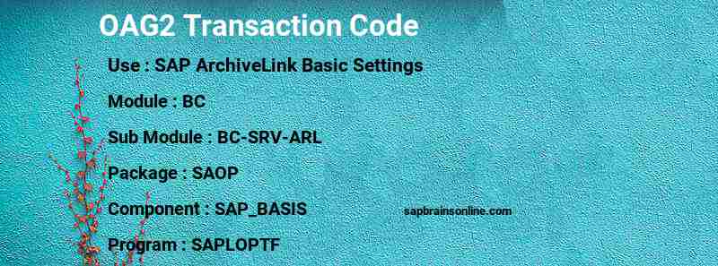 SAP OAG2 transaction code