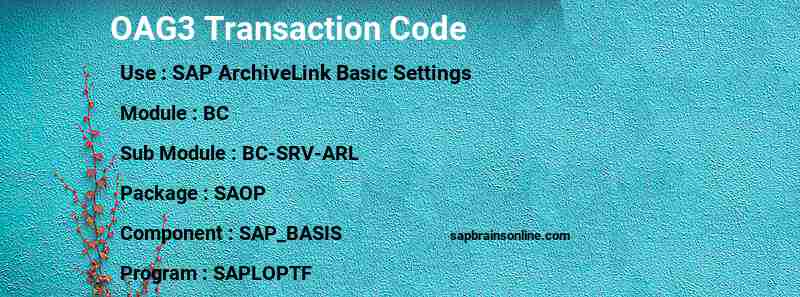 SAP OAG3 transaction code