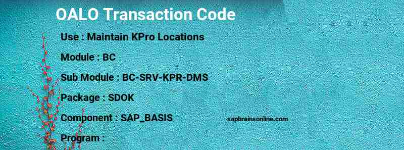 SAP OALO transaction code