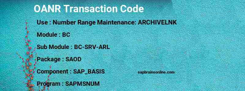 SAP OANR transaction code
