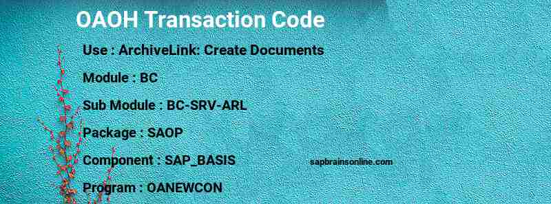 SAP OAOH transaction code