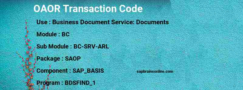 SAP OAOR transaction code