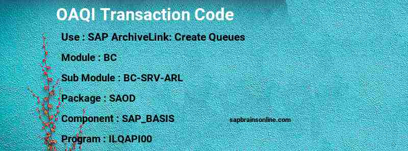 SAP OAQI transaction code