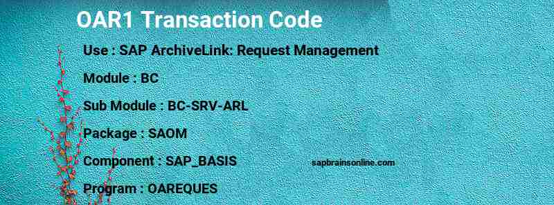 SAP OAR1 transaction code